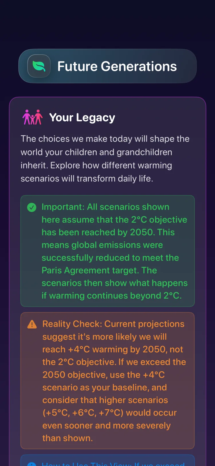 Decarbonr Future Generations: how warming scenarios shape the world children inherit
