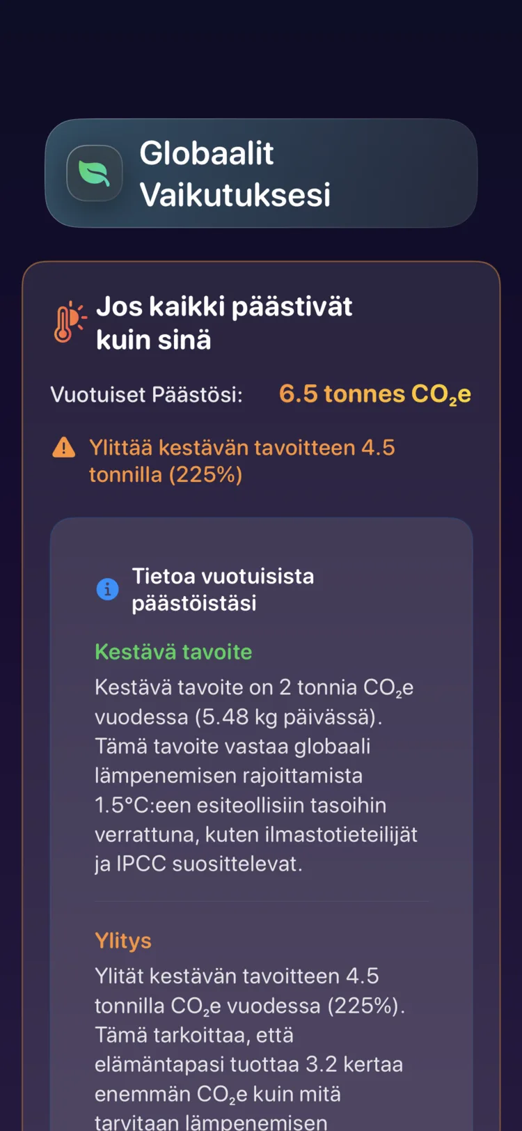 Decarbonrin globaalin vaikutuksen näkymä: vuosipäästösi verrattuna kestävään tavoitteeseen